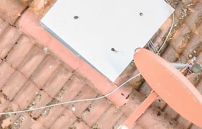 Drone roof inspection being carried out