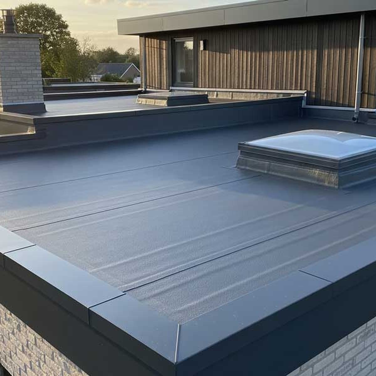 Finished flat roof with a rooflight